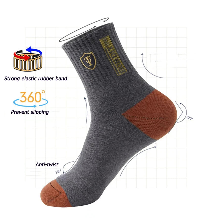 5 Pairs Apring And Fall Mens Sports Socks Summer Leisure Sweat Absorbent Comfortable Thin Breathable Basketball Meias EU 38-47