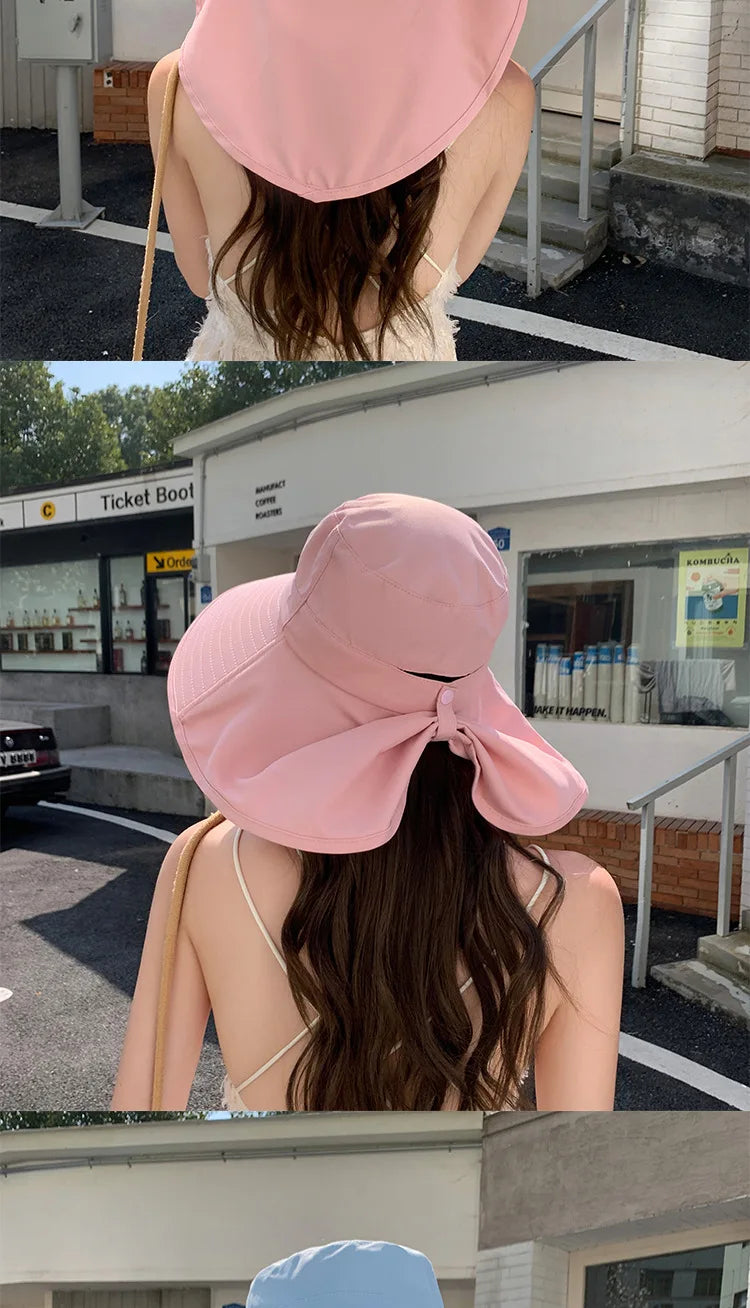 Outdoor Sun Bucket Hat for Women Girls Fishing Hat Wide Brim Bucket Hat with Neck Cover 50+ UPF Protection Safari Cap