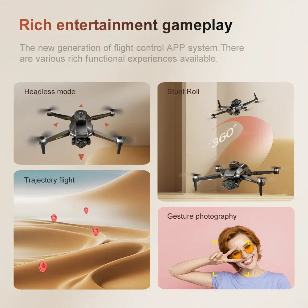 2025 New M33 RC Drone 4K Professinal With Wide Angle Triple HD Camera Foldable RC Helicopter WIFI FPV Height Hold Apron Sell