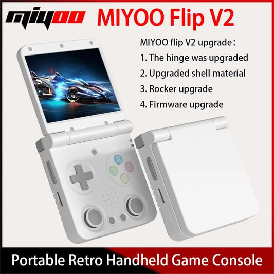 MIYOO Flip V2 Handheld Game Console 3.5''IPS Screen Retro Compact Portable Game Machine for On-the-Go Entertainment Players Gift