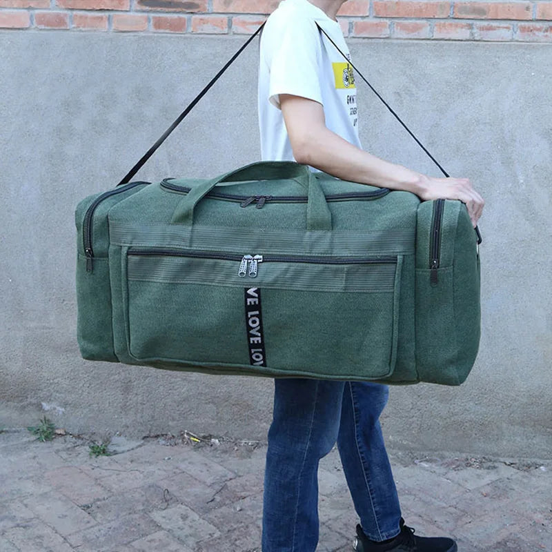Large Canvas Travel Duffel Bag Waterproof Men's Shoulder Luggage Storage Bags Outdoor Trainning Fitness Sports Handbag XA927D