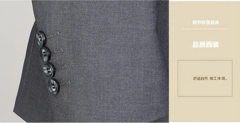 Men's 2024 Slim-fit Two-button Business Suit Professional Work Formal Two-piece Set Trousers Included S-6XL