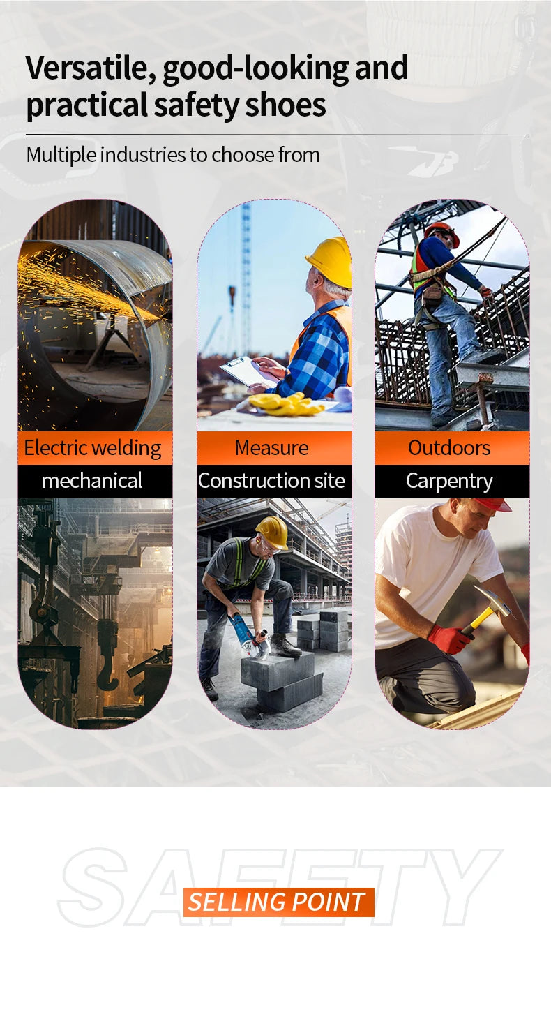 Man Safety Shoes Puncture-Proof Work Sneaker Waterproof Work Shoes Steel Toe Shoes Safety Boots Indestructible Shoes Lightweight