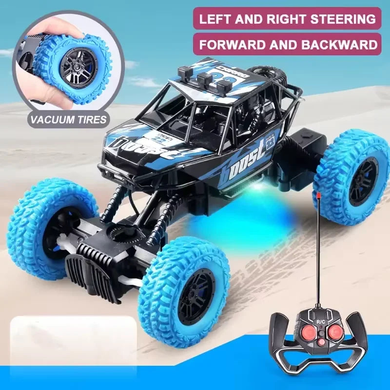 New Remote Control Car With Colorful Flashing Lights Rubber Wheels Off-road Toy Car Suitable For Christmas Boys Children's Gifts