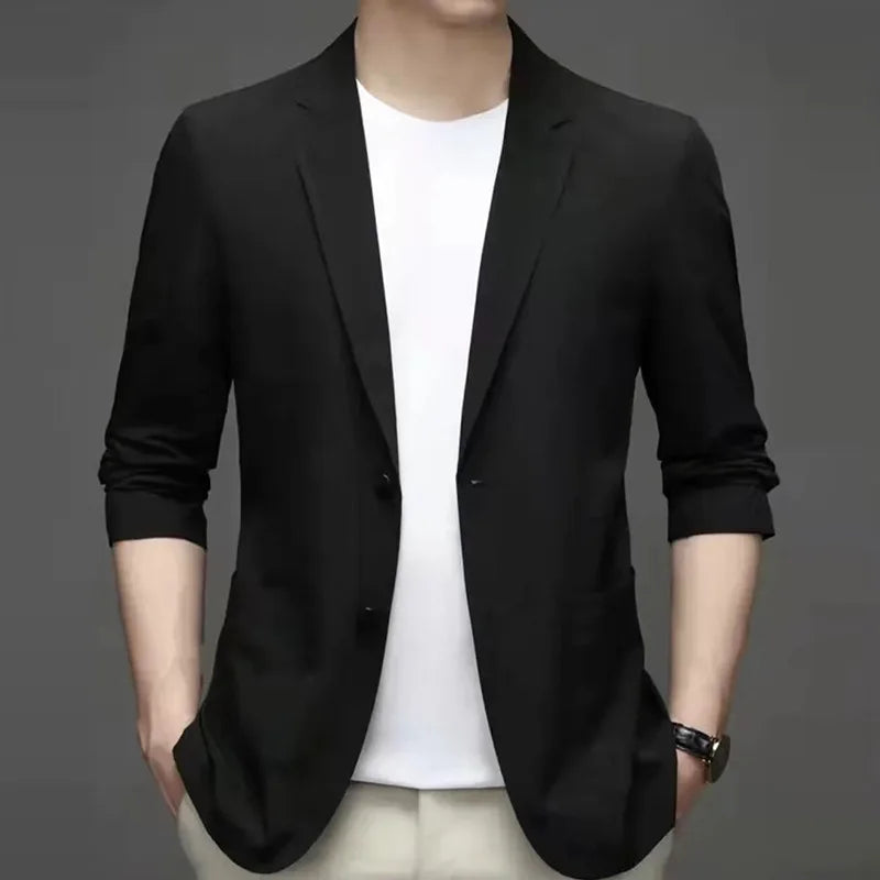 Korean Men's Suit Male Casual Slim Fit Business Jacket Spring Autumn Anti-Wrinkle Versatile Ultra-Thin Breathable High-Elastic
