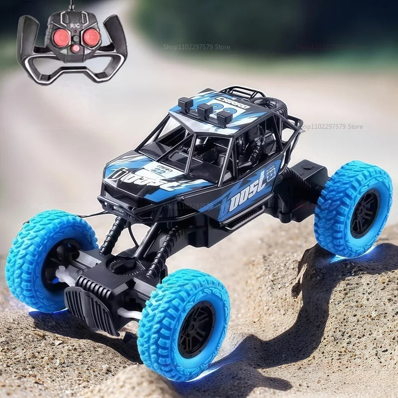 New Remote Control Car With Colorful Flashing Lights Rubber Wheels Off-road Toy Car Suitable For Christmas Boys Children's Gifts