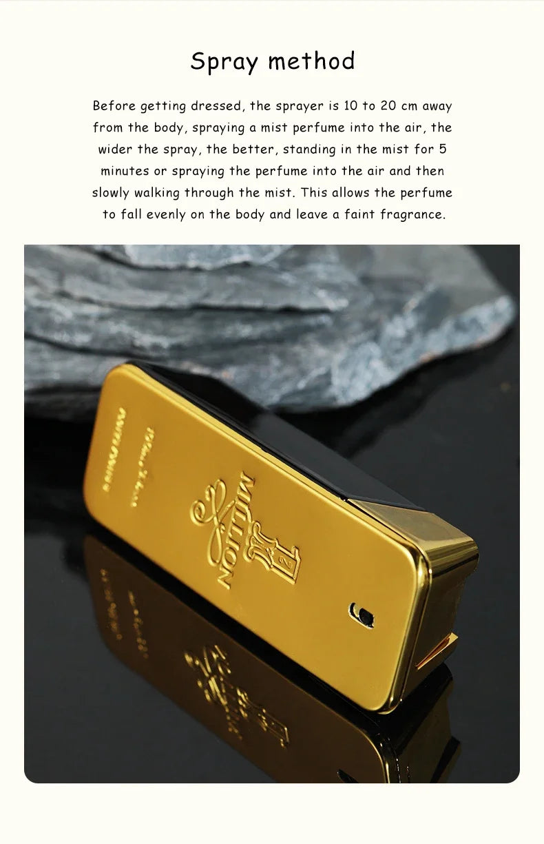 100ml Original Perfume Hombre Oil Body Spray Eau De Parfum Gift Million Gold Cologne Deodorants Lasting Strong Masculine Men