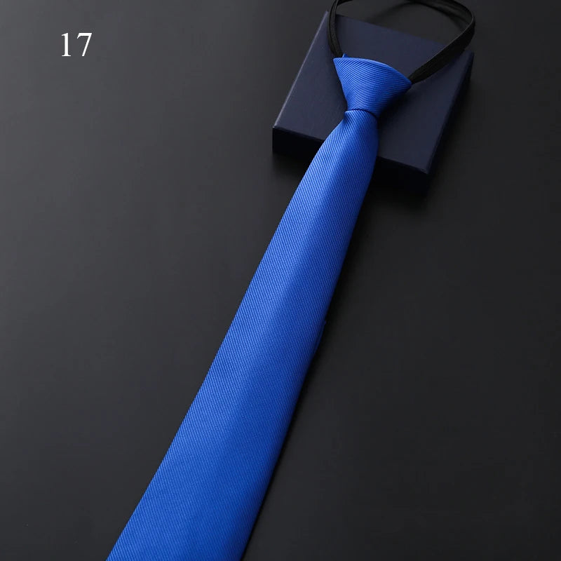 Lazy Zipper Men's Tie Business Formal Dress Wear Stripe Solid Color Zipper Necktie Wholesale Gifts for Men Slim Skinny Tie