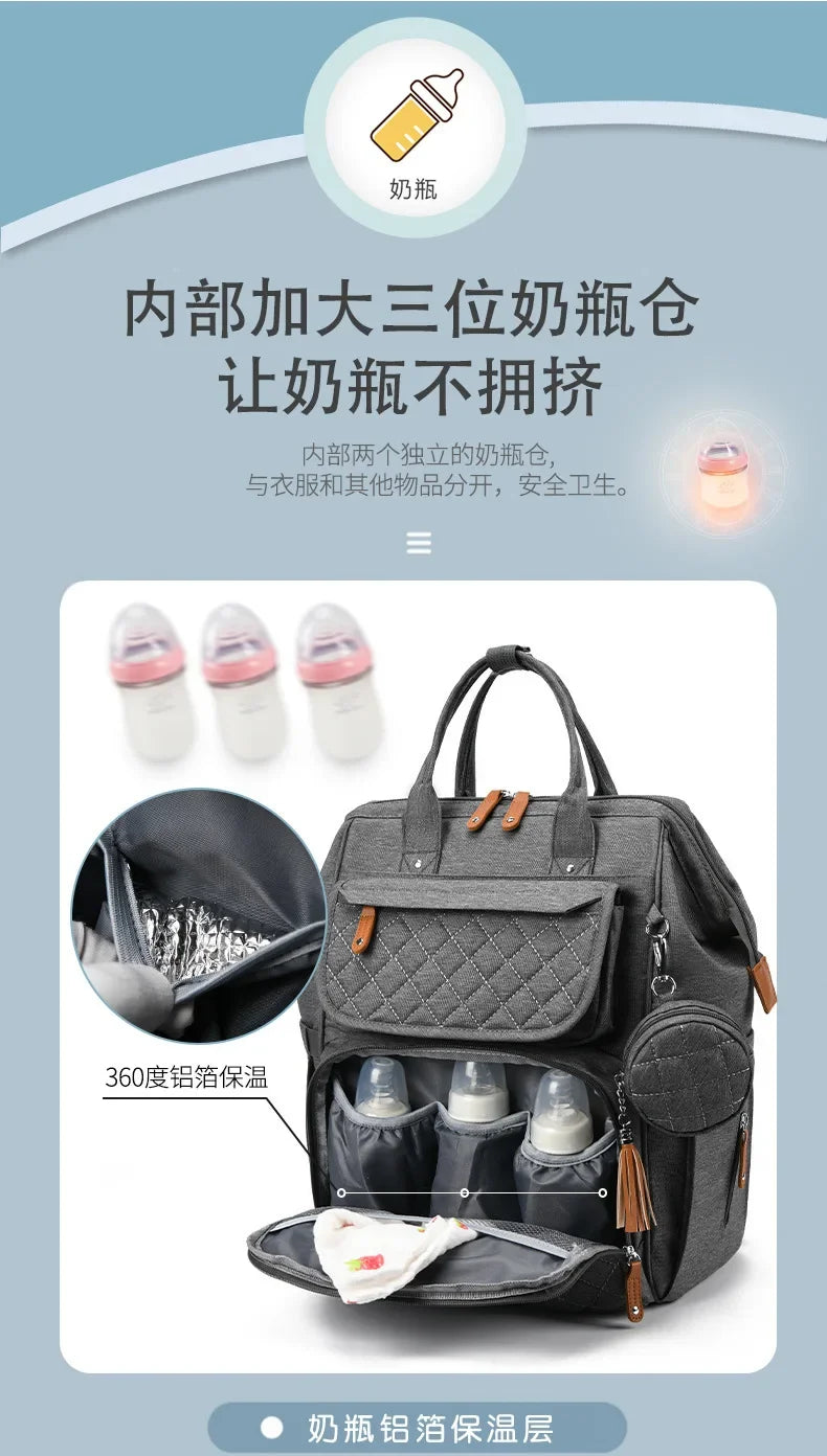 Milk Bottle Diaper Multi Compartment Maternal Christmas Large Capacity Mommy Bag Multi Functional Portable Mom Storage Backpack