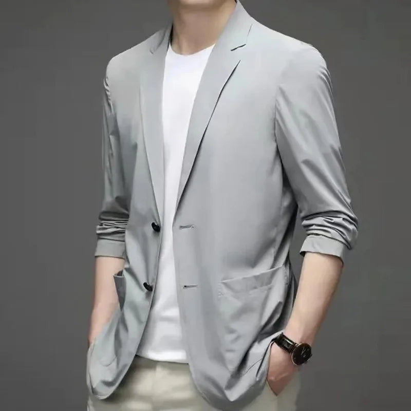 Korean Men's Suit Male Casual Slim Fit Business Jacket Spring Autumn Anti-Wrinkle Versatile Ultra-Thin Breathable High-Elastic