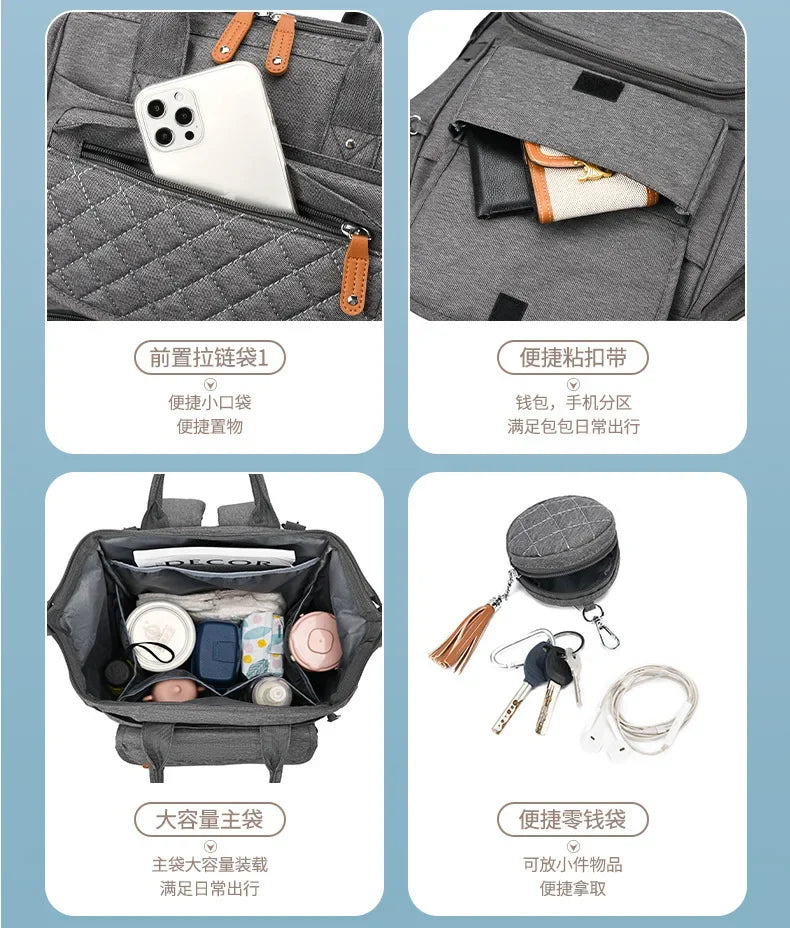 Milk Bottle Diaper Multi Compartment Maternal Christmas Large Capacity Mommy Bag Multi Functional Portable Mom Storage Backpack