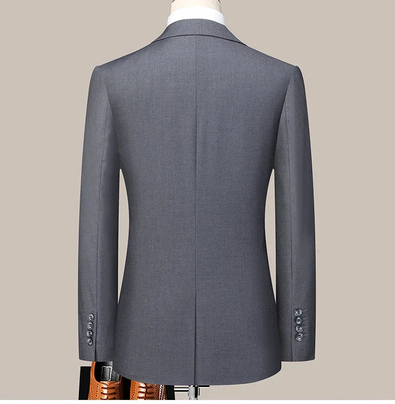 Men's 2024 Slim-fit Two-button Business Suit Professional Work Formal Two-piece Set Trousers Included S-6XL