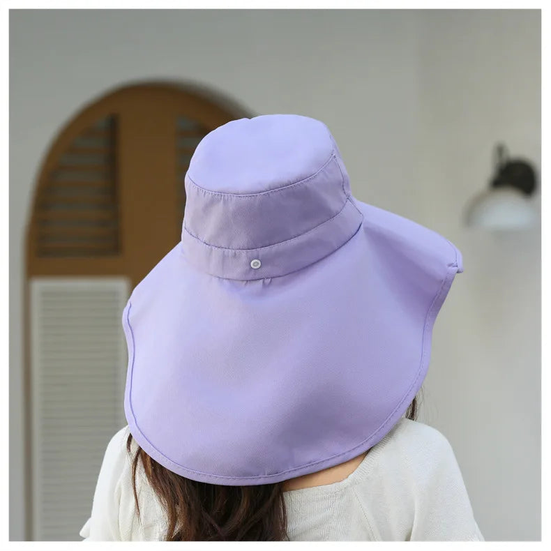 Outdoor Sun Bucket Hat for Women Girls Fishing Hat Wide Brim Bucket Hat with Neck Cover 50+ UPF Protection Safari Cap
