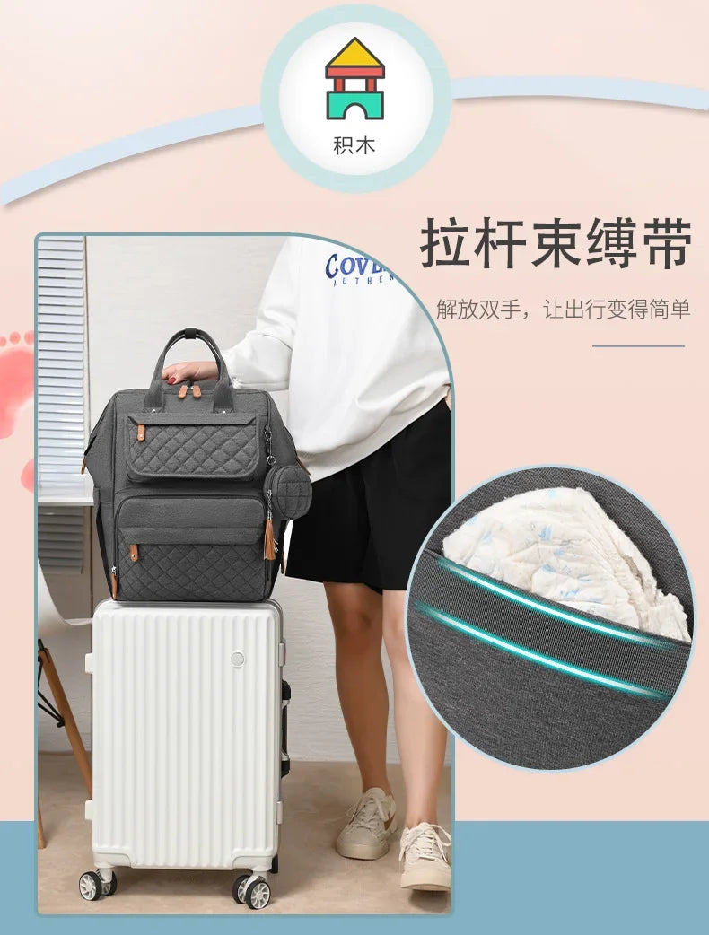 Milk Bottle Diaper Multi Compartment Maternal Christmas Large Capacity Mommy Bag Multi Functional Portable Mom Storage Backpack