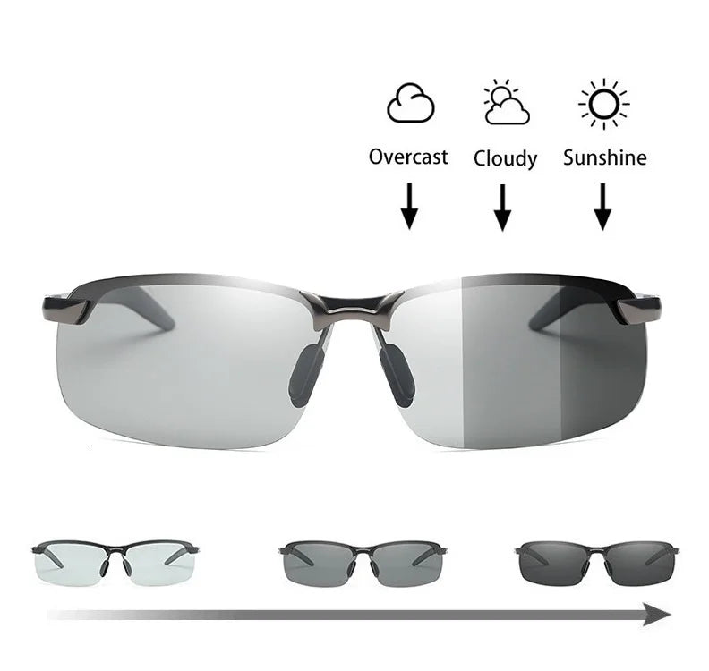 Photochromic Sunglasses Men Polarized Driving Chameleon Glasses Male Change Color Sun Glasses Day Night Vision Driver's Eyewear