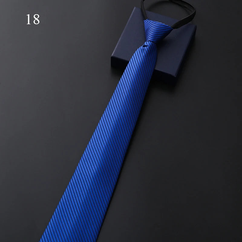 Lazy Zipper Men's Tie Business Formal Dress Wear Stripe Solid Color Zipper Necktie Wholesale Gifts for Men Slim Skinny Tie