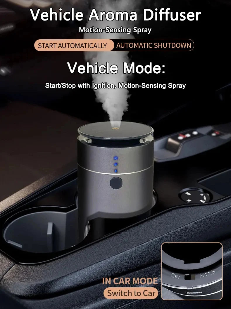 Smart Car Aroma Diffuser Auto Start Stop with Engine Quick Deodorizer Dual Mode for Home Vehicle Long Lasting Fragrance
