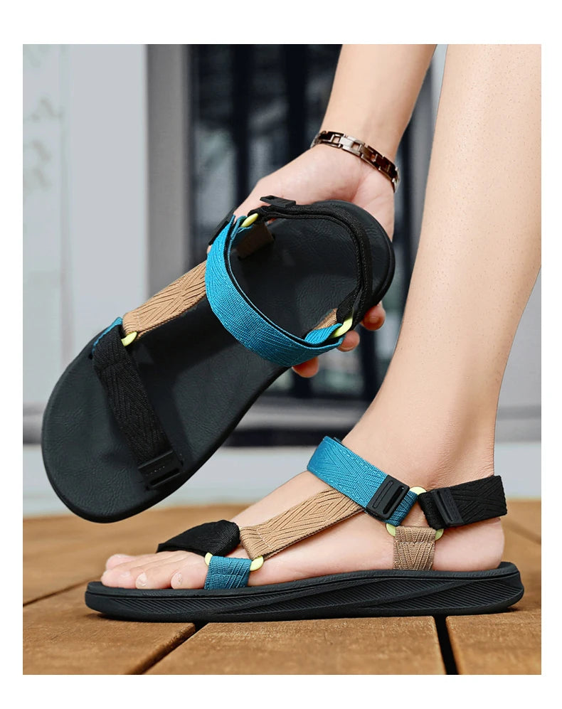 New Outdoor Wadable Sandals Man Arch Support Yoga Mat Insole Gladiator Open Toe Outdoor Beach Slippers Antiskid Durable Flat Men