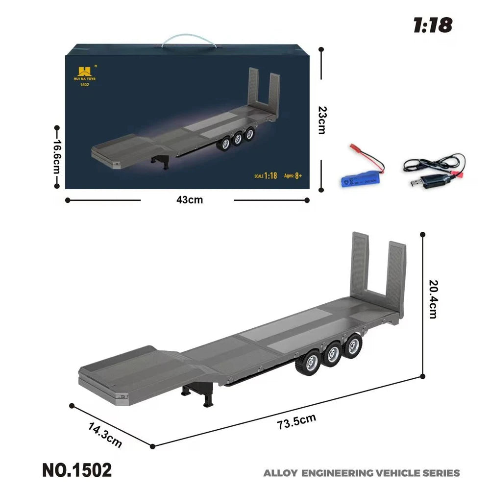 HUINA 1501 770S Alloy Tractor 19CH RC Truck 1/18 2.4G remote control Engineering Trailer Truck with Light and Sound Toys