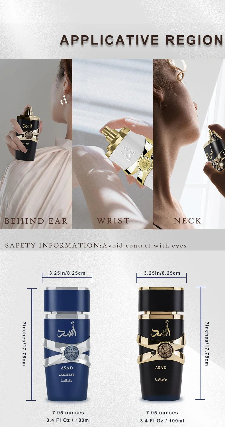 100ml Original Asad Men's Eau De Toilette Spray Long-lasting Fragrance High Quality Unisex Arabian Perfume Pheromone Arabic