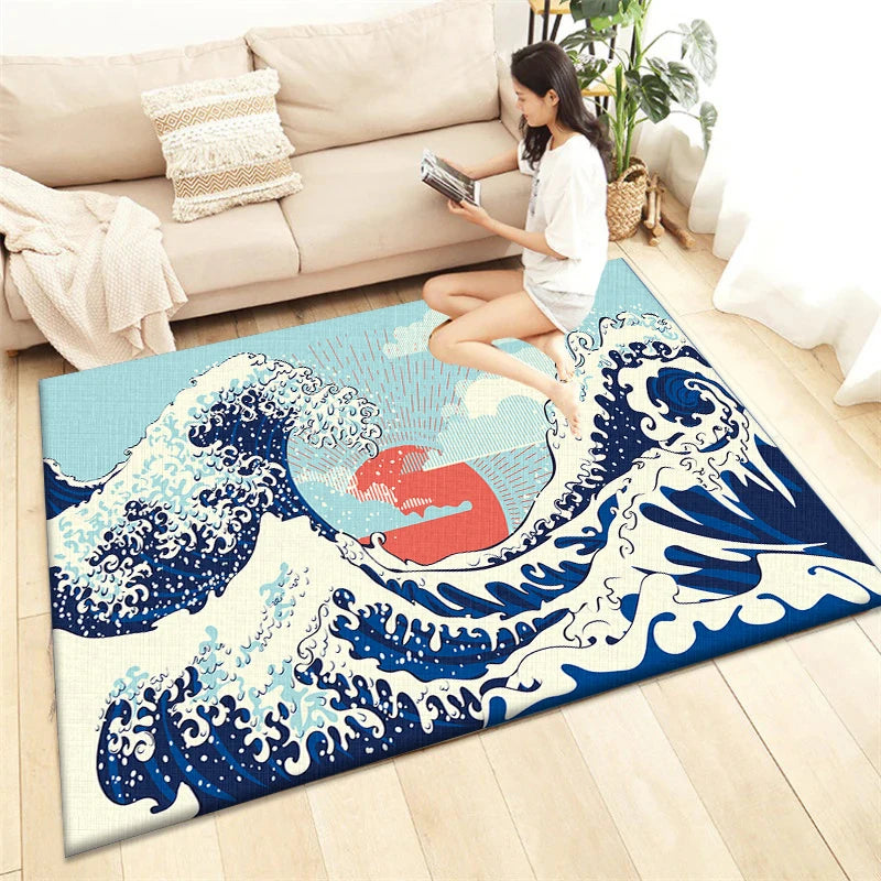 Japanese Style Printed Carpet Living Room Home Decor Sofa Table Rug Anti Slip Chair Cushion Lounge Mat Picnic Camping  Ar