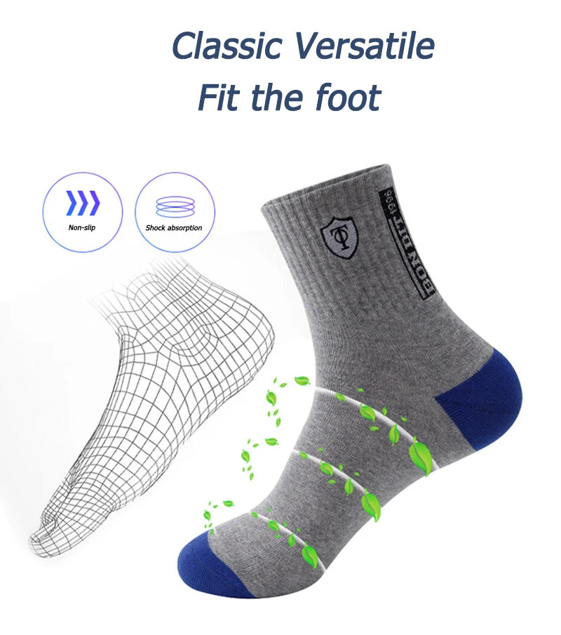 5 Pairs Apring And Fall Mens Sports Socks Summer Leisure Sweat Absorbent Comfortable Thin Breathable Basketball Meias EU 38-47