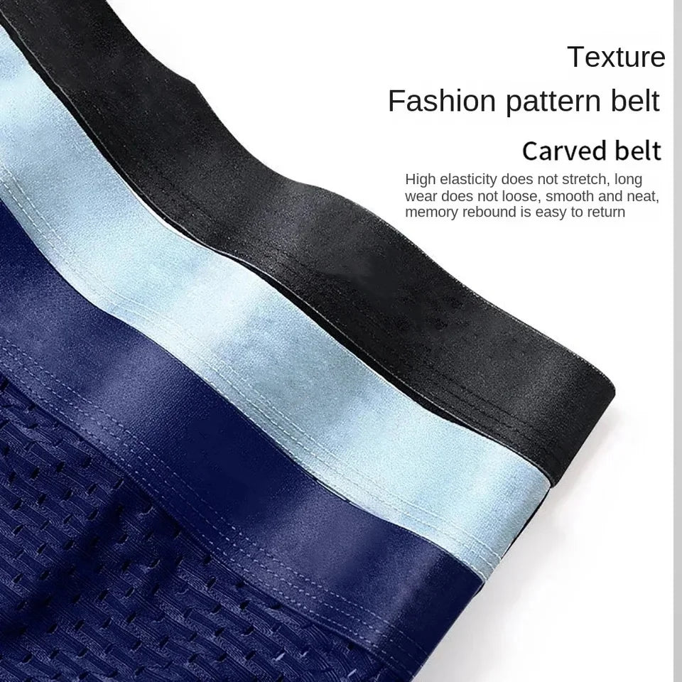 5Pcs/Men's Underwear Men's Panties Sexy Boxer Mesh Breathable Solid Color Briefs Thin Boxer Comfort Boxer Bamboo Hole Large Size