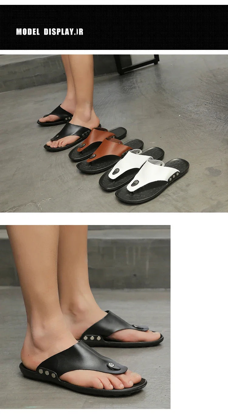 YRZL Summer Slippers Men Flip-Flops for Men Beach Slippers Brown Sandals Comfortable Shoes Non-Slip Bathroom Shoes Men Shoes