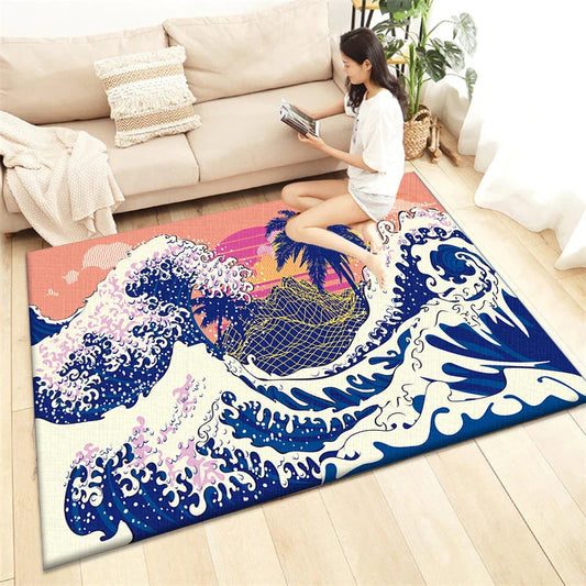 Japanese Style Printed Carpet Living Room Home Decor Sofa Table Rug Anti Slip Chair Cushion Lounge Mat Picnic Camping  Ar