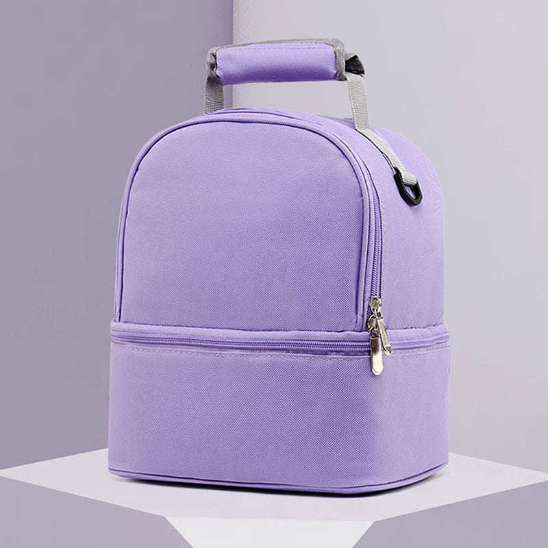 Fashion Insulation Double Layer Pack Solid Color Large Capacity Mommy Bag Cool Travel Picnic Portable Food Handbag Baby Bags