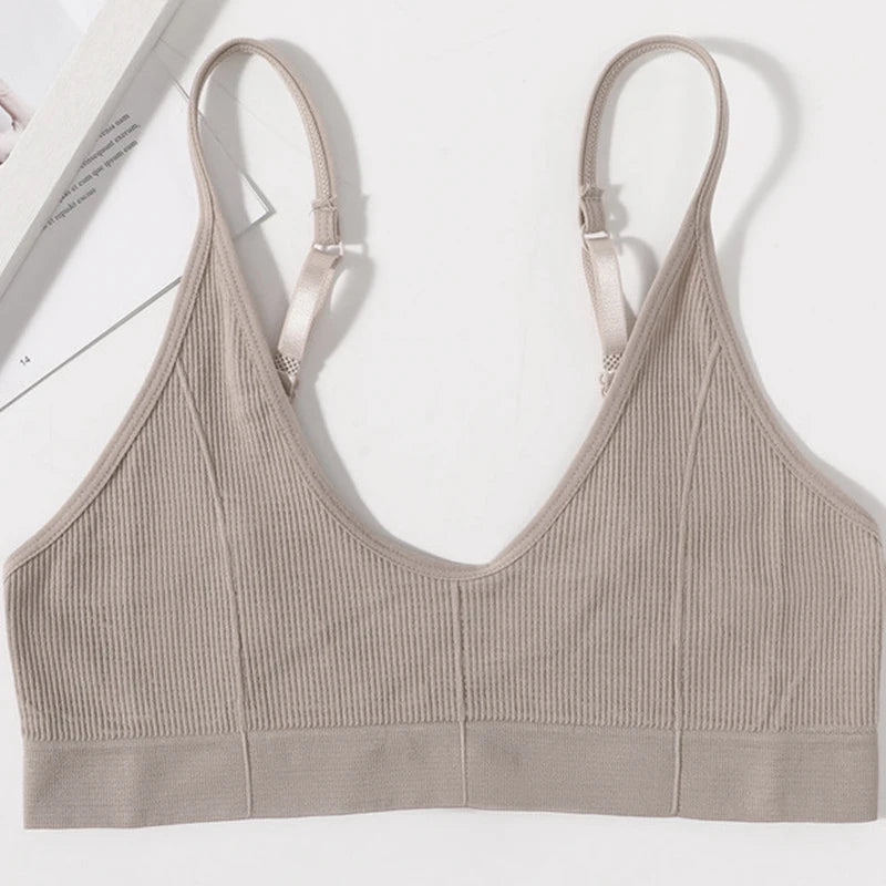 Seamless Tube Tops Women Push Up Bras U-shaped Back Bra Sexy Lingerie Female Brassiere Adjust Straps Ribbed Sports Underwear