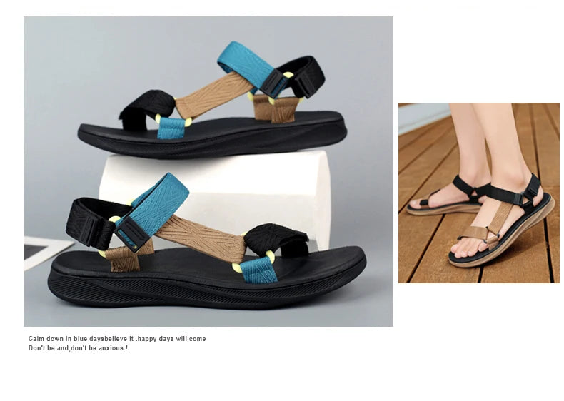 New Outdoor Wadable Sandals Man Arch Support Yoga Mat Insole Gladiator Open Toe Outdoor Beach Slippers Antiskid Durable Flat Men