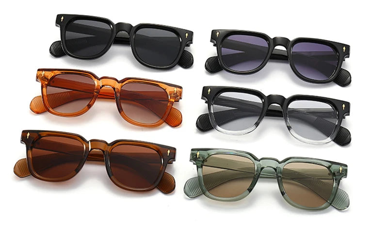 SHAUNA Retro Square Men Rivets Sunglasses Shades UV400 Fashion Women Green Sun Glasses