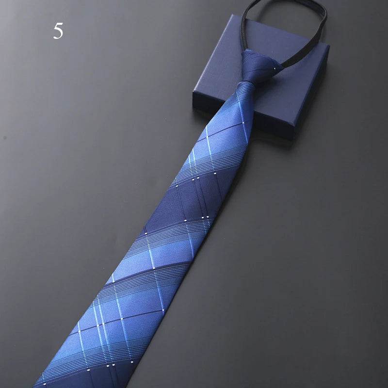 Lazy Zipper Men's Tie Business Formal Dress Wear Stripe Solid Color Zipper Necktie Wholesale Gifts for Men Slim Skinny Tie