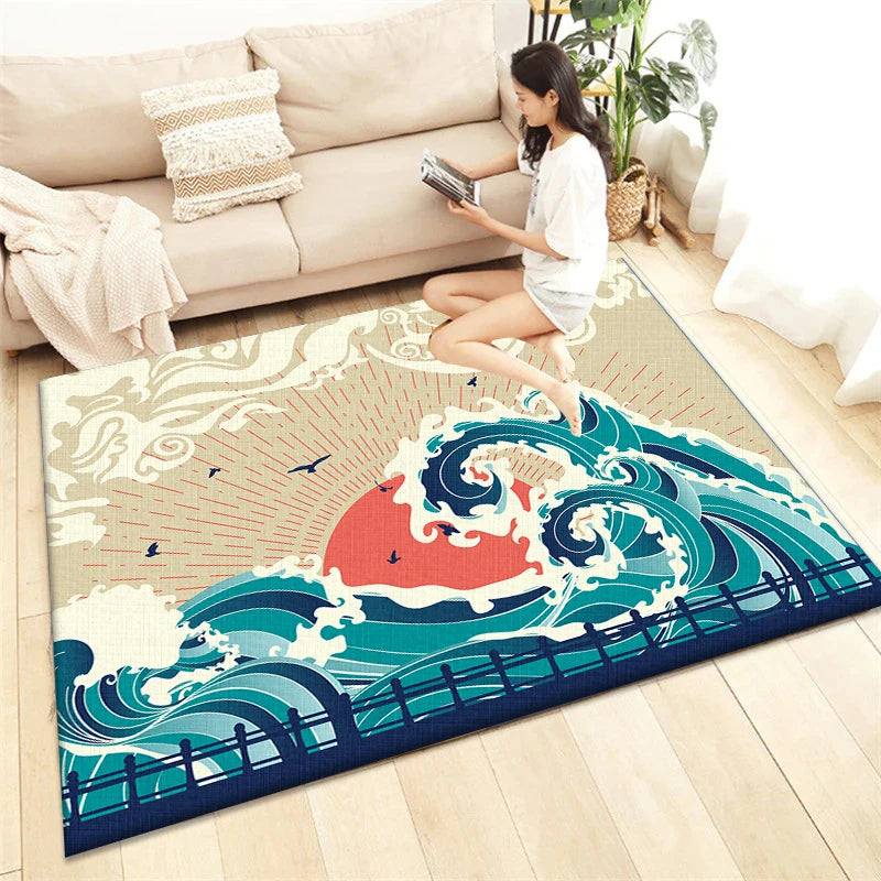 Japanese Style Printed Carpet Living Room Home Decor Sofa Table Rug Anti Slip Chair Cushion Lounge Mat Picnic Camping  Ar
