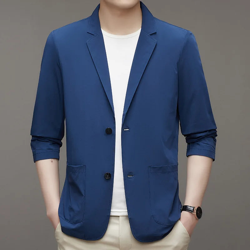 Korean Men's Suit Male Casual Slim Fit Business Jacket Spring Autumn Anti-Wrinkle Versatile Ultra-Thin Breathable High-Elastic