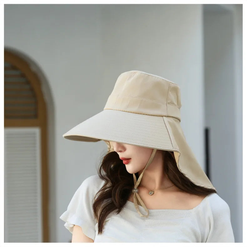 Outdoor Sun Bucket Hat for Women Girls Fishing Hat Wide Brim Bucket Hat with Neck Cover 50+ UPF Protection Safari Cap