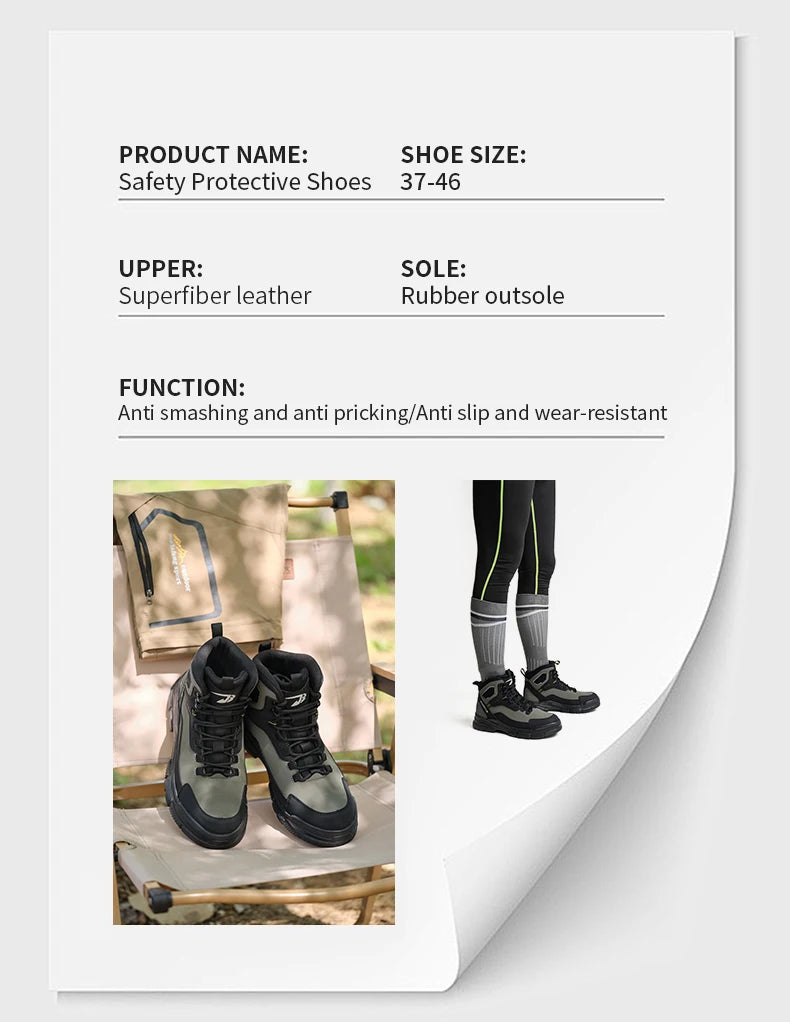 Man Safety Shoes Puncture-Proof Work Sneaker Waterproof Work Shoes Steel Toe Shoes Safety Boots Indestructible Shoes Lightweight