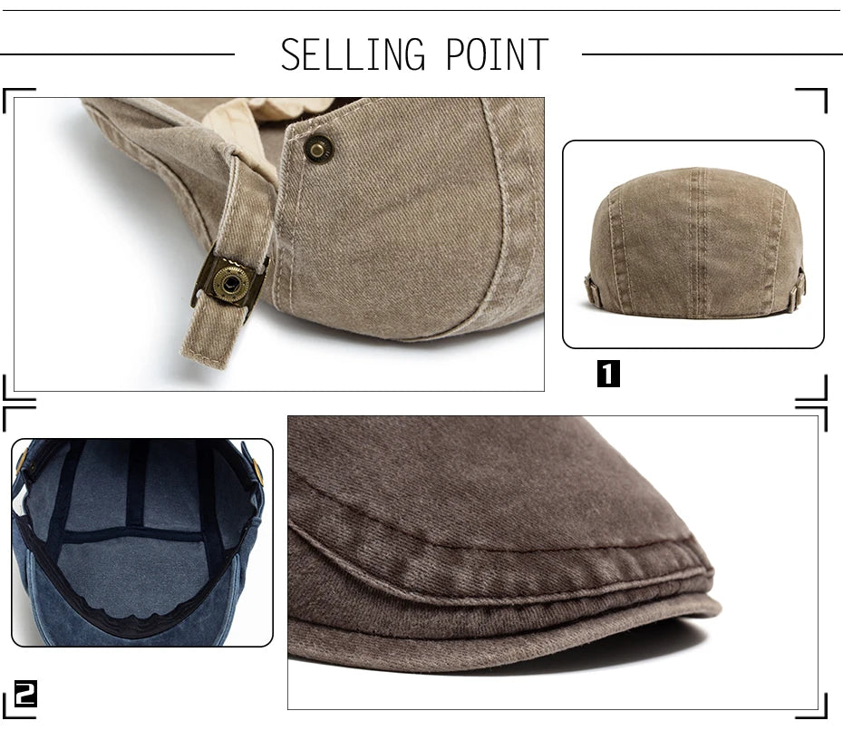 New Vintage Cotton Beret Men Women Fashion Flat Visor Cap Casual Autumn Berets Retro Newsboy Hat Summer Unisex Adjustable
