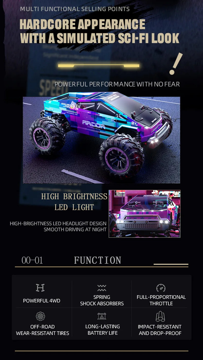 Dazzling Rc Cars Full-Scale Drift Racing Cross-Country High-Speed Remote Control Car Boy Electric Remote Control Toy Car Gift