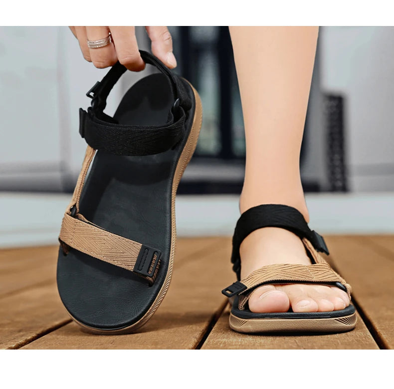 New Outdoor Wadable Sandals Man Arch Support Yoga Mat Insole Gladiator Open Toe Outdoor Beach Slippers Antiskid Durable Flat Men