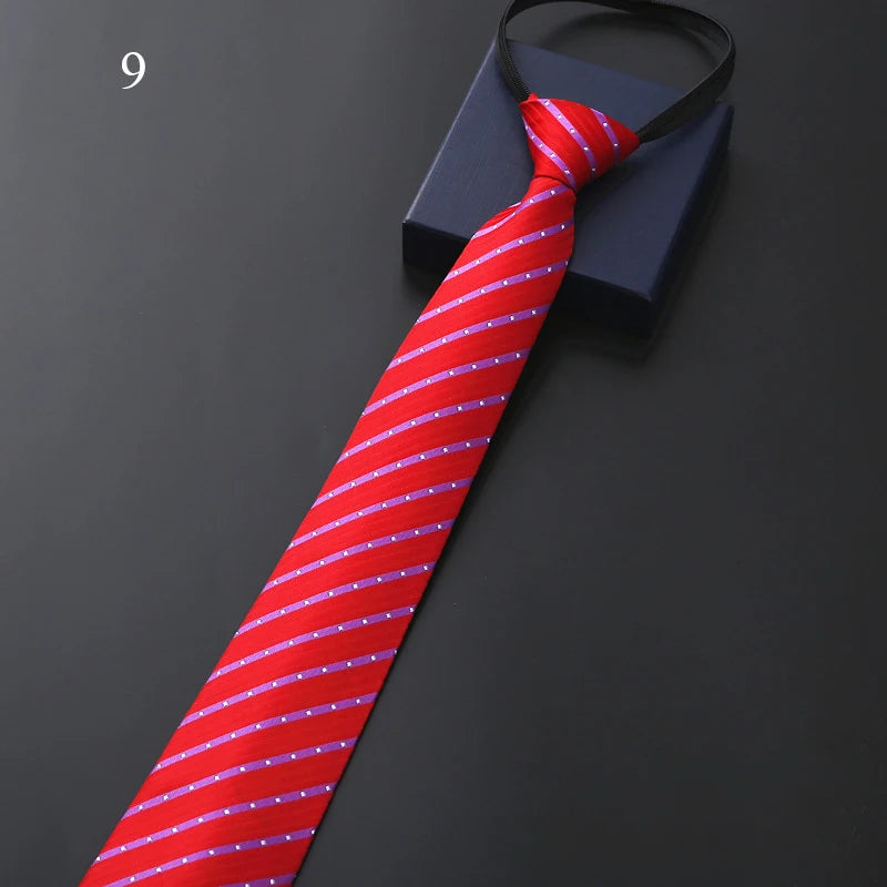 Lazy Zipper Men's Tie Business Formal Dress Wear Stripe Solid Color Zipper Necktie Wholesale Gifts for Men Slim Skinny Tie