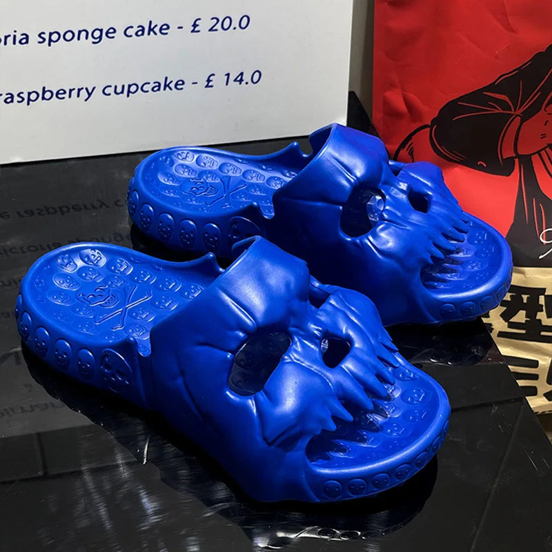 Skull Design Men Slippers Y2K Personalized 2023 Punk Summer Outdoor Slide Thick Sole Platform Beach Non-Slip Male Sandals