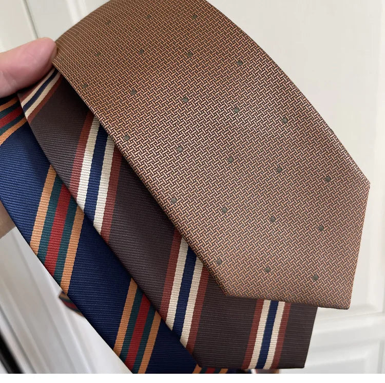 Tie Gravatas Fashion Wholesale Woven 8 cm Striped Necktie Wedding Accessories Blue Man Dot Fit Group Party Office Neck Ties