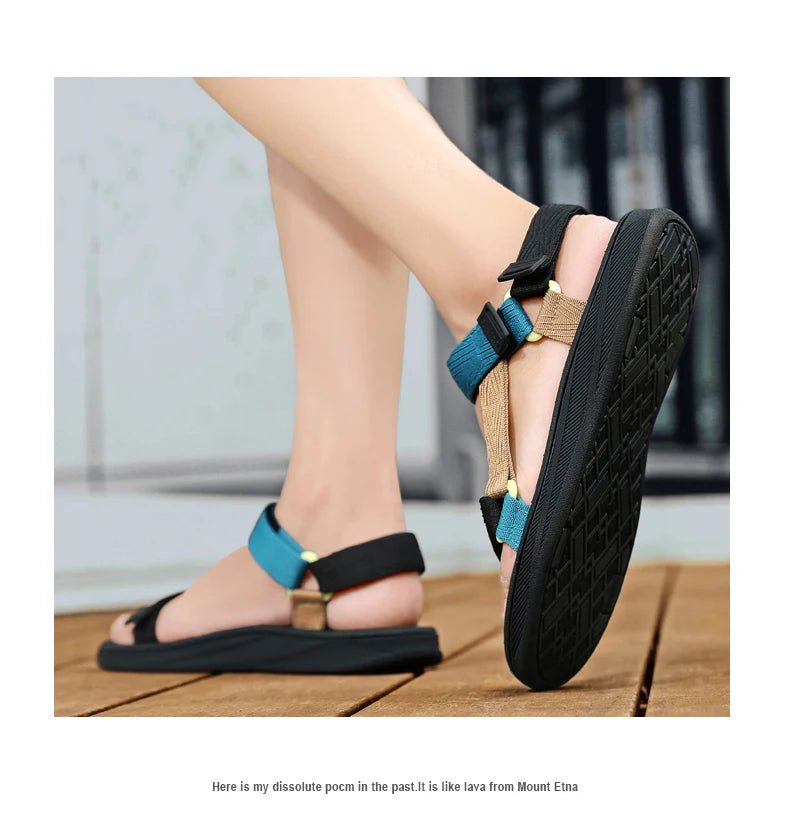 New Outdoor Wadable Sandals Man Arch Support Yoga Mat Insole Gladiator Open Toe Outdoor Beach Slippers Antiskid Durable Flat Men