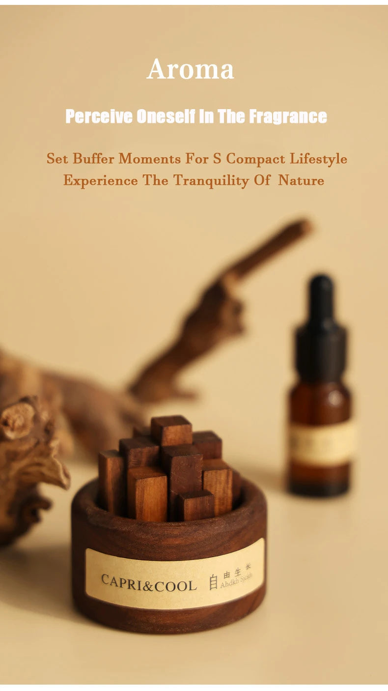 Fragrant Incense Natural Essential Oil Aromatherapy With Glass Dropper Black Walnut Wood Sticks Fragrance Car Air Freshener