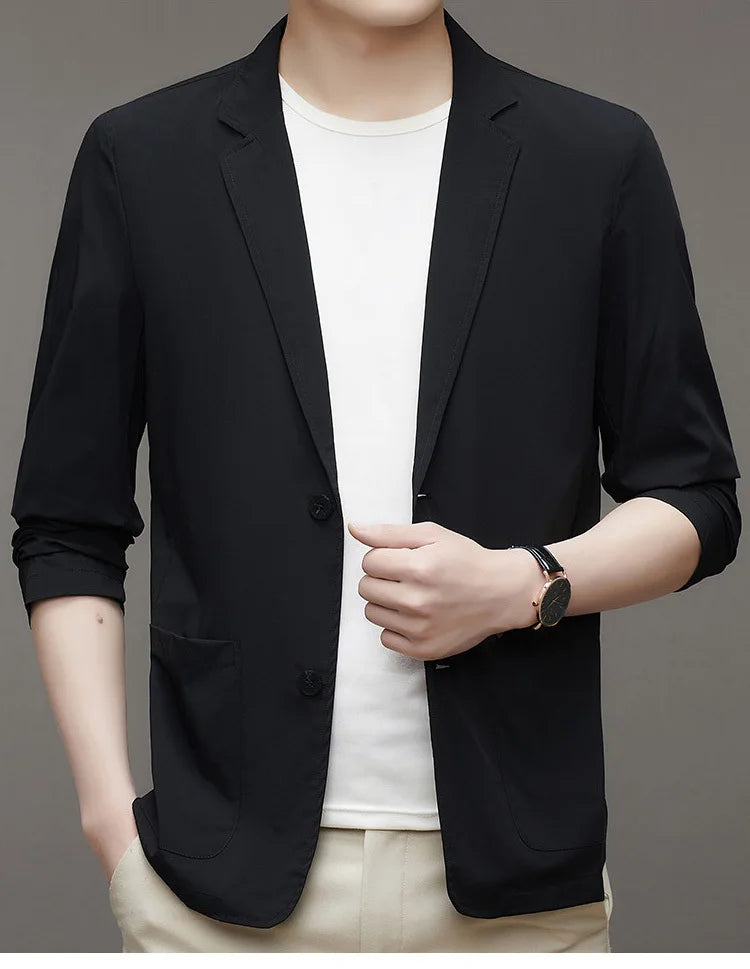 Korean Men's Suit Male Casual Slim Fit Business Jacket Spring Autumn Anti-Wrinkle Versatile Ultra-Thin Breathable High-Elastic
