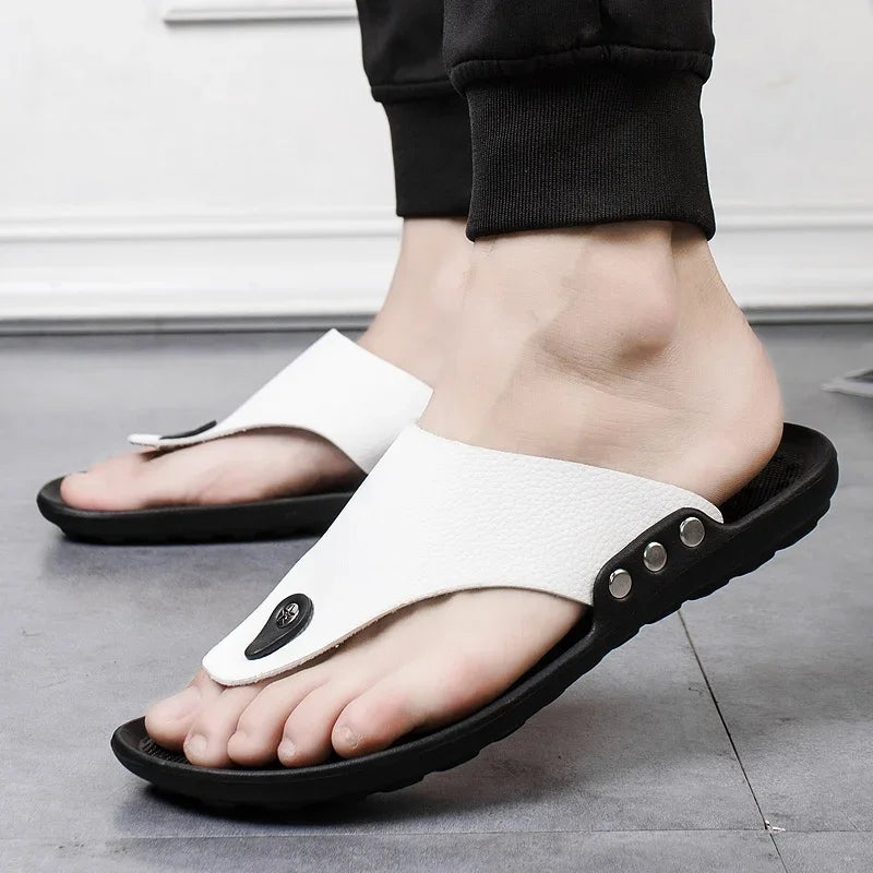 YRZL Summer Slippers Men Flip-Flops for Men Beach Slippers Brown Sandals Comfortable Shoes Non-Slip Bathroom Shoes Men Shoes