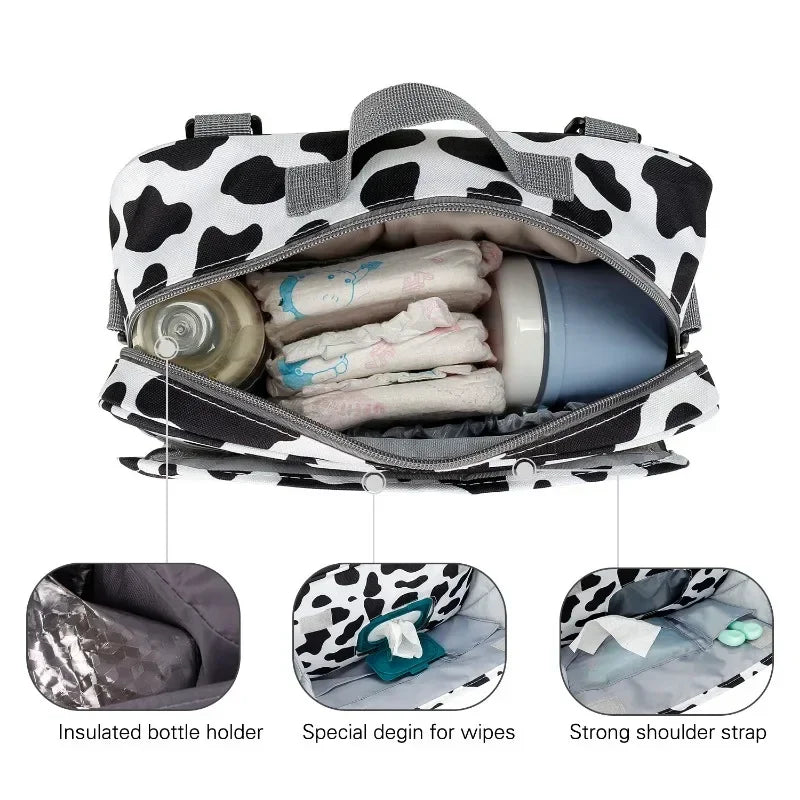 2024 Mommy with Baby Outdoor Travel New Waterproof Printed Cart Bag Storage Hanging Bag Diaper Bag Mommy Bag