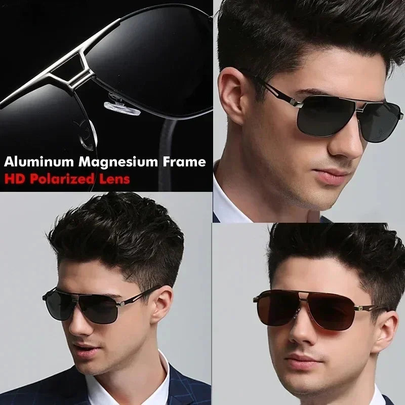 1PC Top Aluminum Magnesium Square Polarized  Photochromic Sunglasses Men Sun Glasses Safety Driving Oculos De Sol Masculino